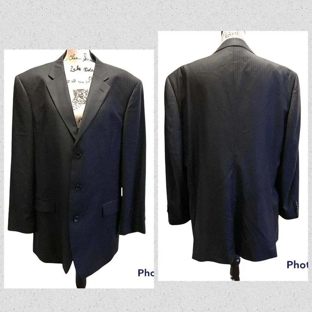 Emanuel Ungaro Suit Jacket Blazer Sport Coat Navy Blue Size 46R formal office